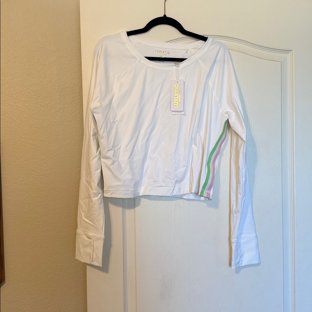Lilly Pulitzer White Long sleeve Top with Pink and Green Accents